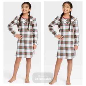 WONDERSHOP Girls Christmas Nightgown Lot Set Pajama Tartan Plaid Dress‎ NEW 8 10